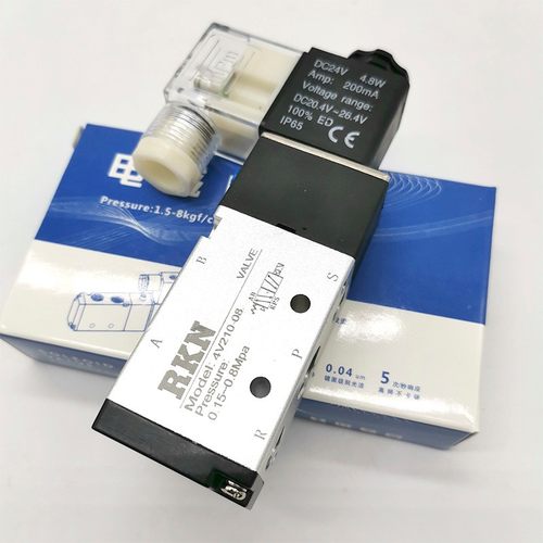 二位五通电磁阀气阀4V210-08/4V110-06A/B/AC220V/DC24气动控制阀 - 图0