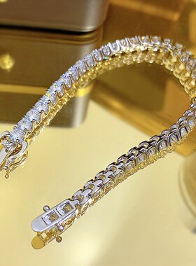 珠宝 2023新款925银高碳莫桑钻J极简约轻奢潮人满钻手链女款