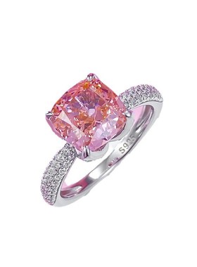 慕景珠宝直播款925m银帕帕拉恰8*8mm女神粉花苞温柔款戒指环直播