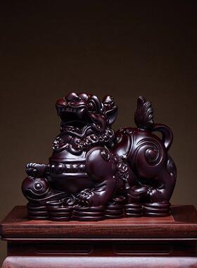 乌木雕花皮绣装饰品实木大对工艺品客厅家庭办公室装饰开幕礼品