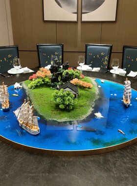 餐桌桌芯桌摆酒店饭店餐桌转盘花圆形工艺品微缩景观装饰品摆件花