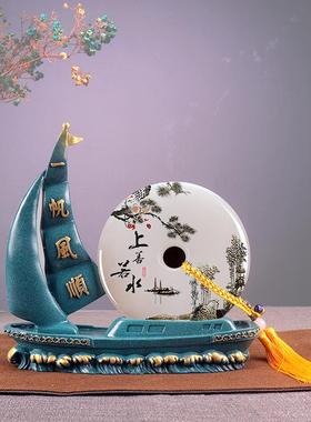 天然阿富汗玉石摆件平安帆船送礼送朋友客户商业礼品电视酒柜装饰