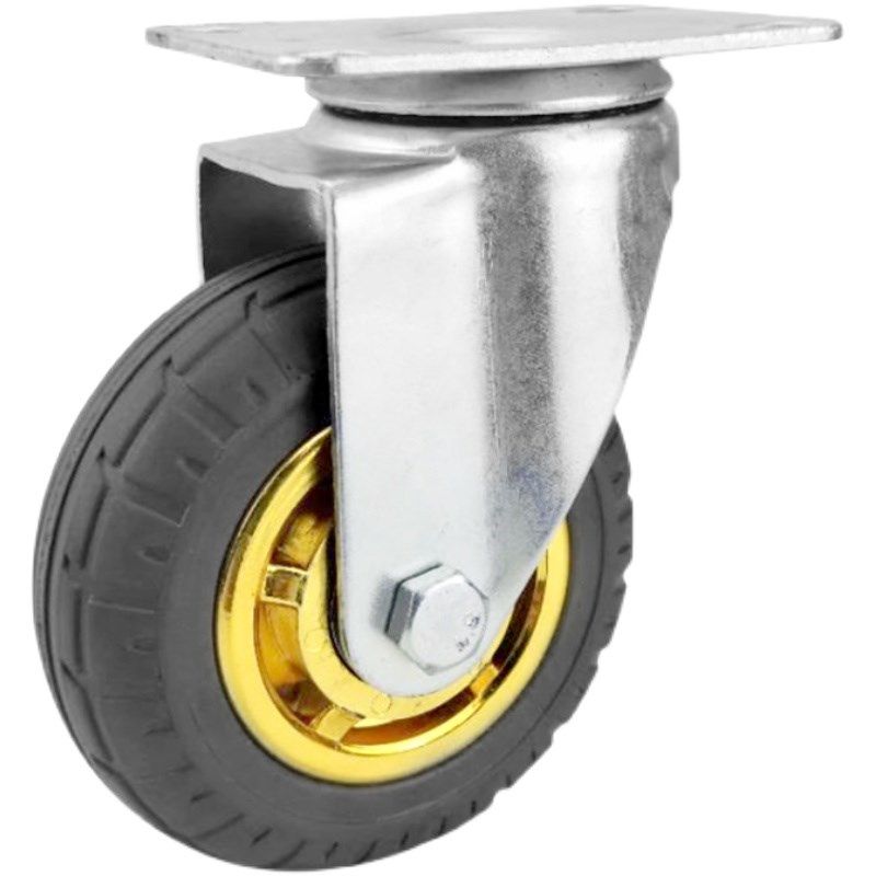 中型金灰橡胶轮耐磨静音弹力脚轮3寸4寸5寸小推车通用工业承重轮,淘宝优惠券,粉丝福利购,淘宝优惠卷