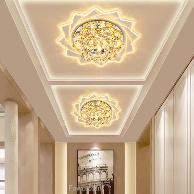 七彩莲花水晶过道走廊灯玄关入户门厅灯led客厅吊顶天花射灯筒灯,淘宝优惠券,粉丝福利购,淘宝优惠卷