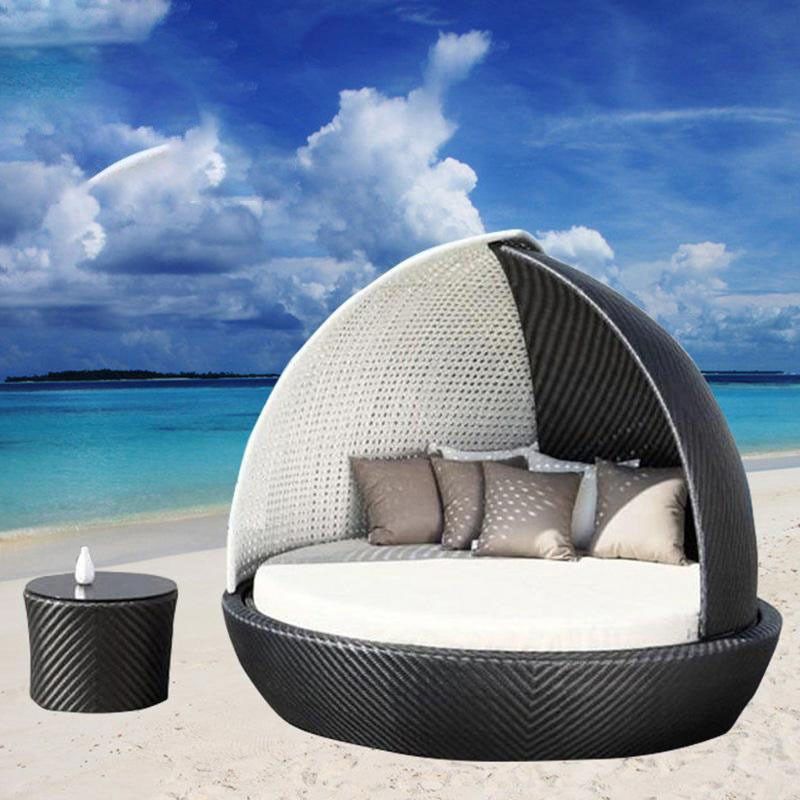 户外庭院躺床沙发躺椅渡假沙滩床藤编圆床露台室外休闲藤遮阳床,淘宝优惠券,粉丝福利购,淘宝优惠卷