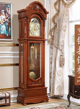 落地钟机械大座钟摆钟客厅t欧式实木纯铜机芯拉链乒乓四音现代重