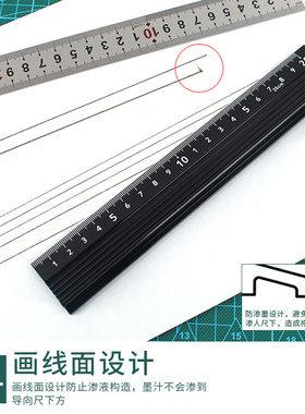 多功能防护尺广告铝合金防护直尺防滑导向尺DIY美工学生绘图工具