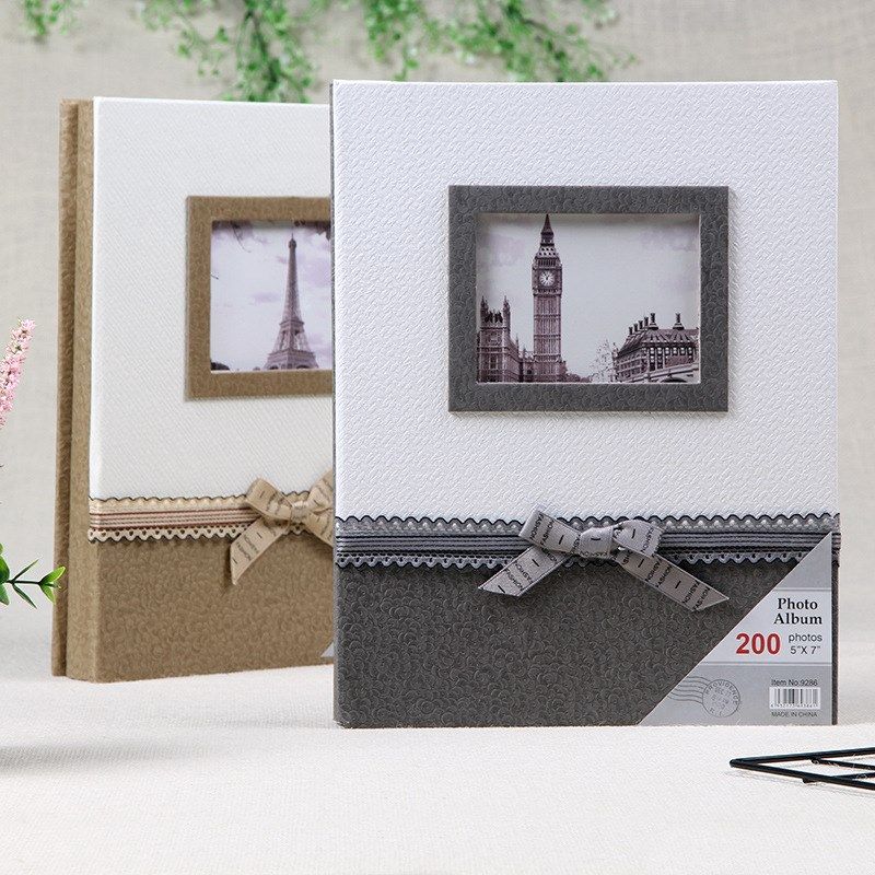 新款7寸相册200张特种纸面相册本办公影集复古风家庭插页式礼品册 - 图0