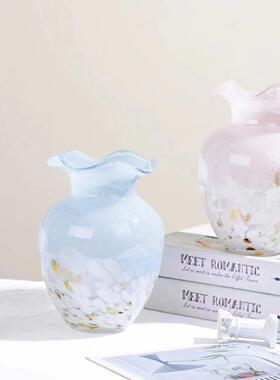 墨雨云烟复古琉璃彩色玻璃花瓶实用玻璃花器小众复古花器插花装饰