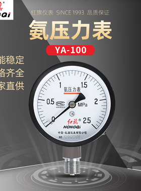 红旗氨用压力表YA-100氨气压力表YAZ-100制冷压力表冷冻压力表