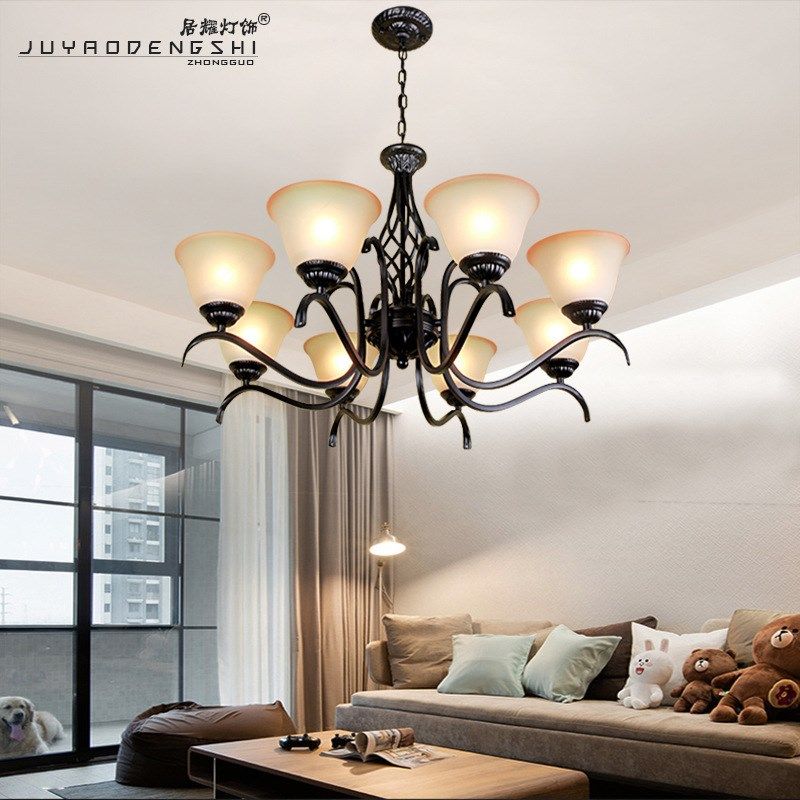 欧式铁艺吊灯 客厅吸顶灯卧室灯复古 家装照明灯具玻璃美式,淘宝优惠券,粉丝福利购,淘宝优惠卷