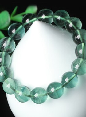 直营 天然绿萤石水晶手链男女款I透性好内部少量棉絮冰裂