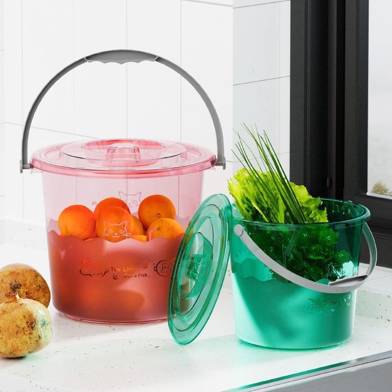 加厚塑料小水桶带盖家用装水桶提水桶少儿美术小桶玩具桶 - 图3