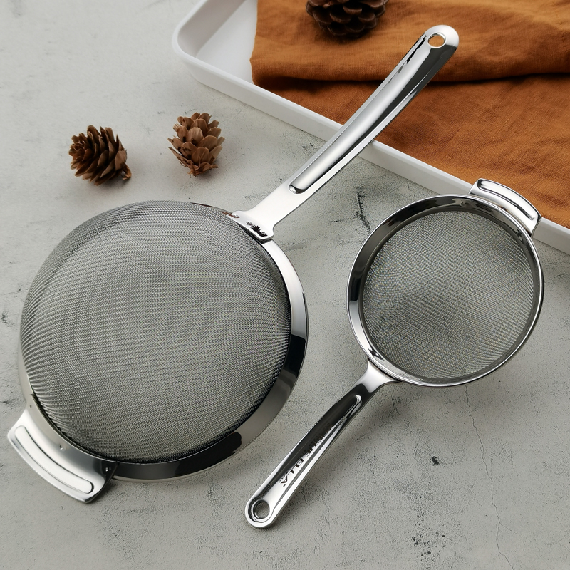 18-10不锈钢 家用网筛网漏面粉筛 手持油炸过滤网 细密厚实 - 图2