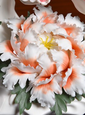 手工结婚礼品喜上眉梢陶瓷花雕塑艺术品中式客厅装饰艺术摆件