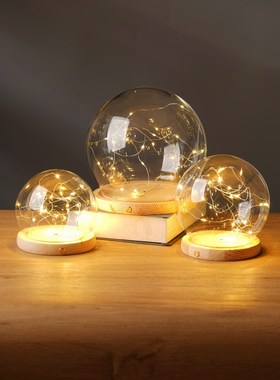 干花永生花串灯触屏diy手作摆件透明防尘罩侧边触摸玻璃罩展示盒