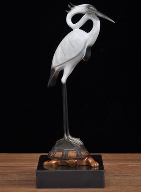 彩铜龟鹤延年摆件松鹤铜龟家居客厅装饰品送老人长辈祝贺寿礼品