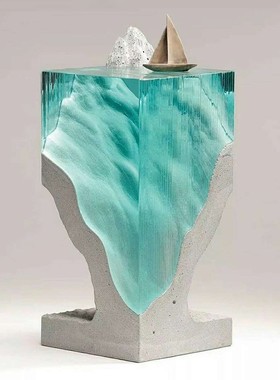 现代创意雕塑透明树脂海洋落地摆件酒店别墅样板房玄关装饰工艺品