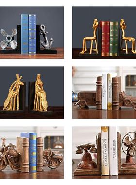 欧式样板房售楼处书档摆件复古书立创意书房酒柜书靠树脂书挡