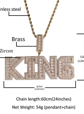 新品T方锆石项链嘻哈字母DIY拼接定制款O个性项链男女百搭饰品