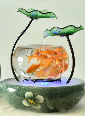 小型桌面流水喷泉客厅鱼缸加湿器招财摆件创意生日礼物