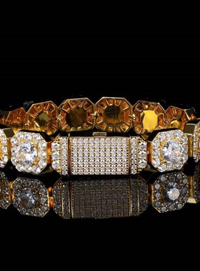 欧美嘻哈手链h冰糖链锆石手链潮流个性时尚饰品男士手链