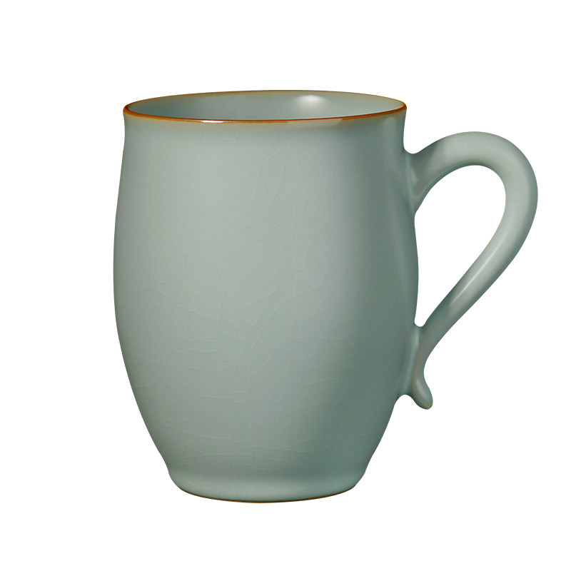 青澹汝窑马克杯大容量复古办公室茶杯陶瓷景德镇水杯开片杯子礼品,淘宝优惠券,粉丝福利购,淘宝优惠卷