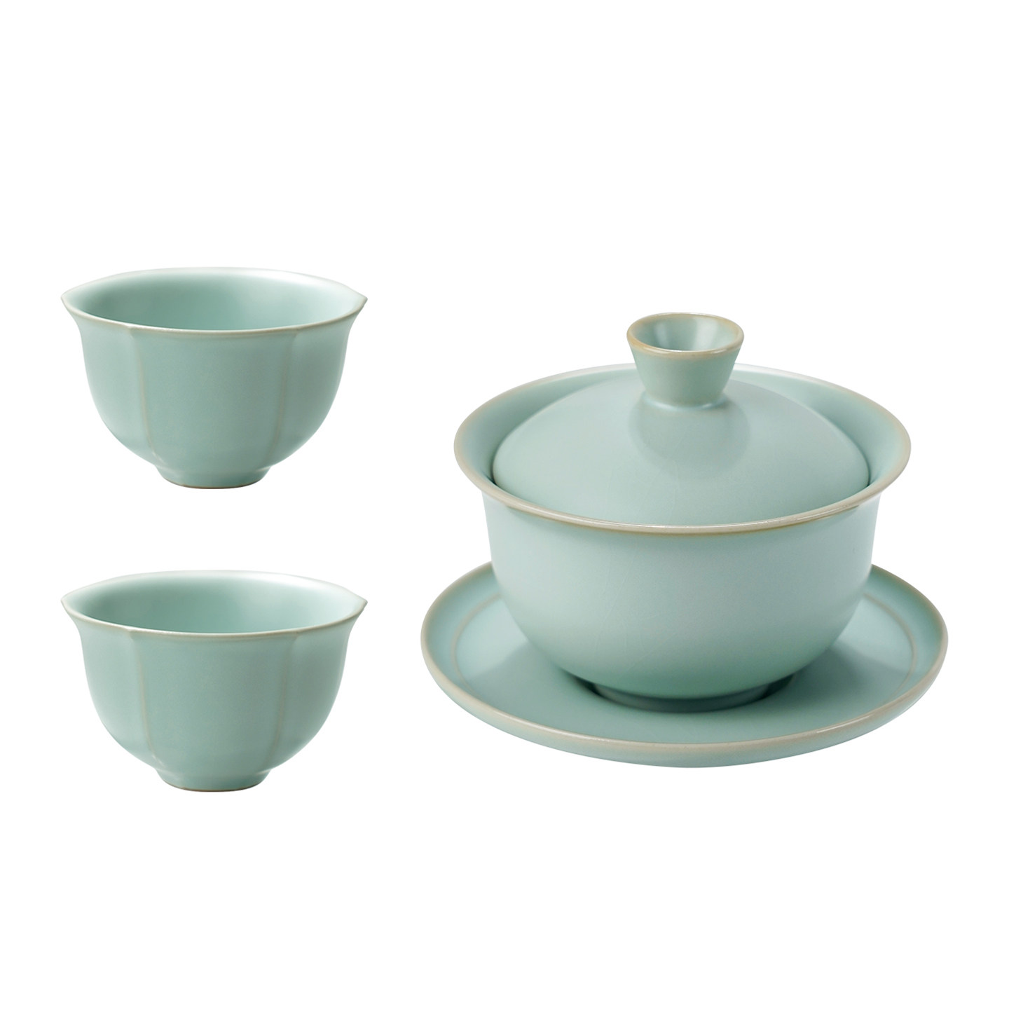 汝窑三才盖碗套装景德镇家用泡茶碗陶瓷功夫茶具开片可养汝瓷礼品,淘宝优惠券,粉丝福利购,淘宝优惠卷
