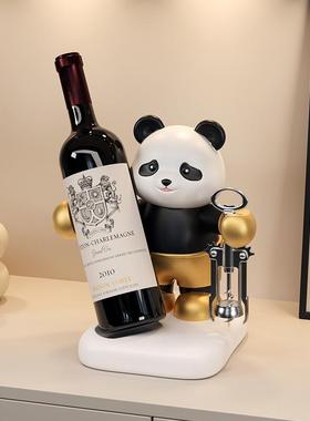 熊猫红酒架摆件轻奢酒柜装饰品家居客厅餐边柜电视柜摆设工艺品