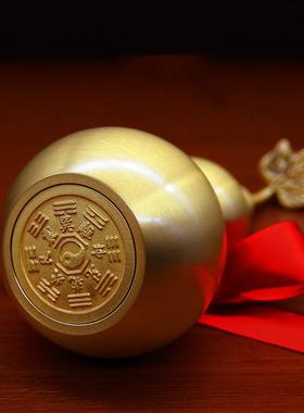 纯黄铜带叶葫芦挂件摆件开口空心葫芦工艺品装饰品商务个人送礼