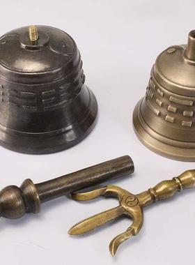 尼泊尔手工用品铜道铃铜铃摇铃法铃葫芦三清铃摆件三叉三清铃