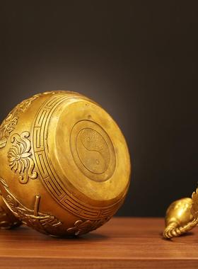 四季平安吉祥如意葫芦开盖摆件百福铜葫芦大号黄铜办公室装饰
