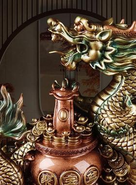 中式生意兴隆祥龙聚宝盆摆件办公室客厅酒柜家居装饰店铺开业礼品