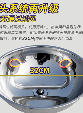 义诺ABS黄色304不锈钢立式壁挂式双口 洗眼器接墙紧急洗眼机 验厂
