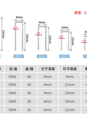 气枪钉U型马钉气动码钉422马钉U型419气枪钉工业门型钉子413J416J