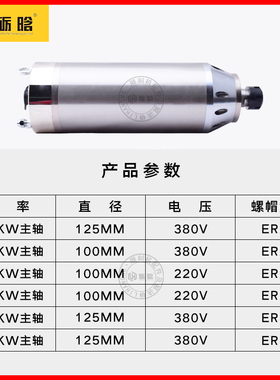 宏瀚雕刻机主轴电机 水冷5.5kw高速动力头石材加工中心配件电主轴