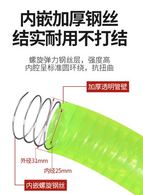 油管透明钢丝软管抗冻耐低温柴油汽油甲醇加油站硅胶钢丝卸油管