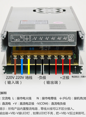 厂家直销LED开关电源12V 40A 500W灯带灯箱监控12V500W电源变压器