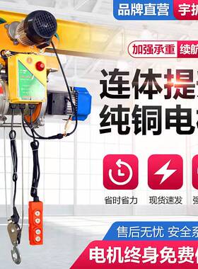 多功能连身升降提升机220v卷扬机1吨 电动吊车380v家用吊机带跑车