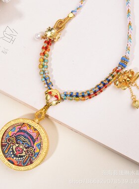 藏式吊坠绳唐卡扎基拉姆桃花结手工编织挂件绳民族风Y复古项链绳