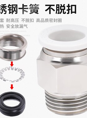 气管快速接头PC8-02高压白色PL4-M5气动螺纹直通6-01/10-03/12-04