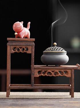 鸡翅木小博古架实木中式置物架紫砂茶壶具茶杯P叶多宝阁摆件展示