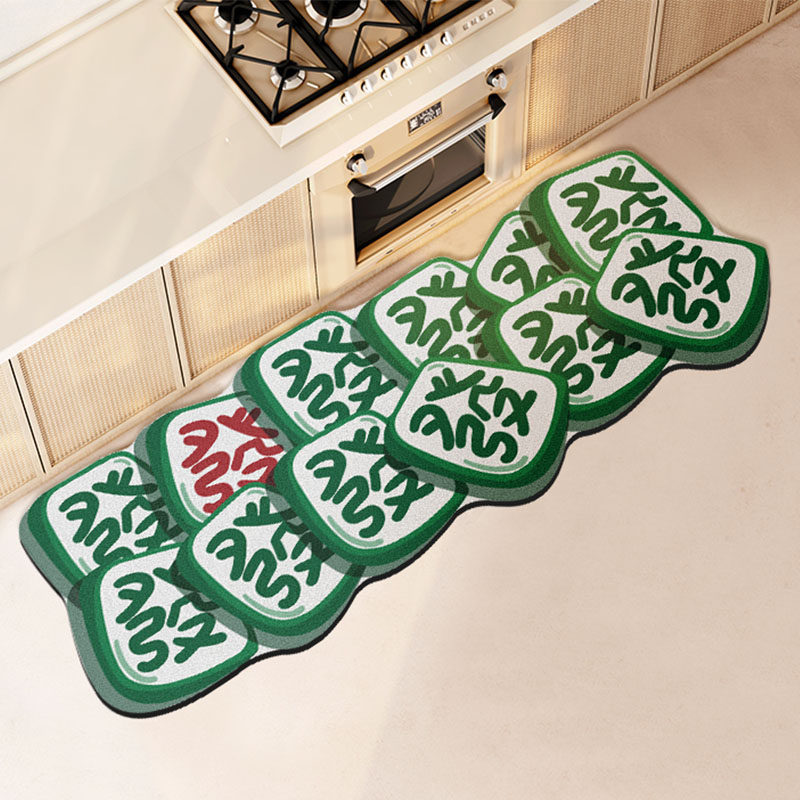 Kitchen long mat absorbs water and oil, non-slip and dirt-resistant floor mat, household leather, no-wash, wipeable floor mat, carpet