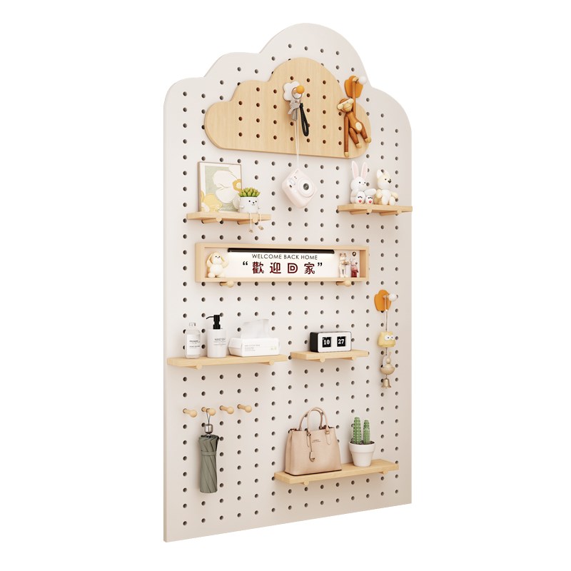 Solid wood hole board custom entry entrance wall storage rack partition hanging board storage rack wall wall display