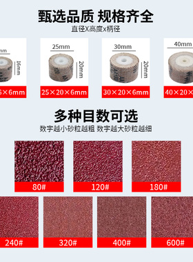 6mm活柄百叶轮磨头带柄砂布轮打磨头木工砂纸抛光轮百页轮电磨头
