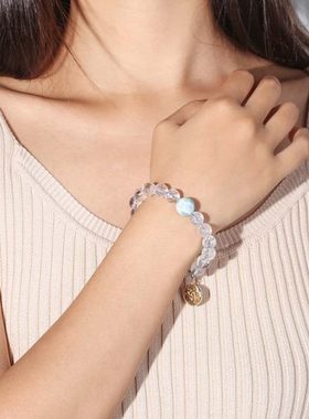 【水晶经典配比】满龟背纹冰种海纹石 梵天阿赛水晶手链百搭男女