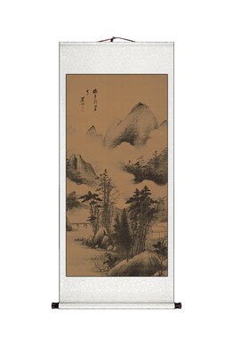 古画卷轴挂画新中式进门玄关装饰画走廊过道正对R门中国风仿古壁