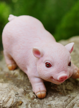 花园庭院微d景观家居装饰小饰品草坪草地可爱动物迷你小猪手工摆