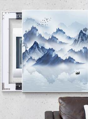 竖版电表箱装饰画竖款免打孔w客厅沙发配电箱遮挡电闸壁画玄关挂