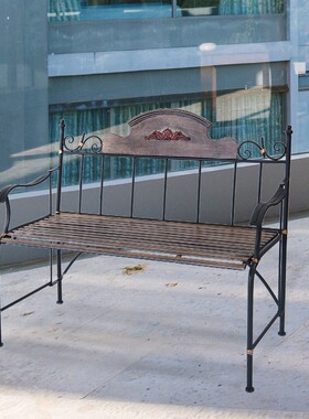 沐子哥庭院户外花n园欧式长条椅金 属铁艺阳台室外休闲桌椅